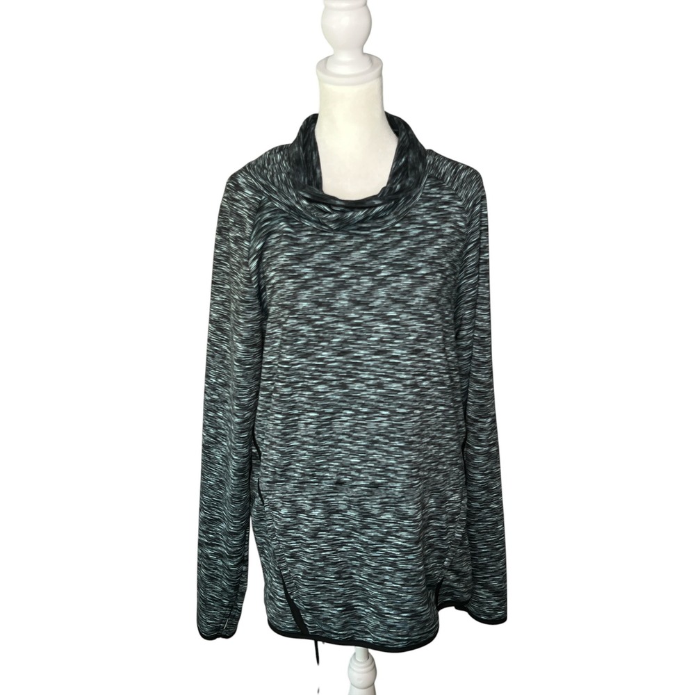Champion Cowl Neck Pullover Activewear Top, Athletic Long Sleeve Shirt Large